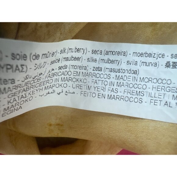 2/$30 ZARA Small 100% Silk Drawstring Pants Gold Floral Print Elastic Waist - Picture 13 of 15